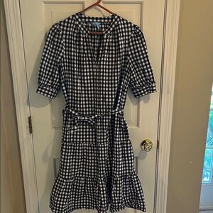 Navy and White Gingham Dress